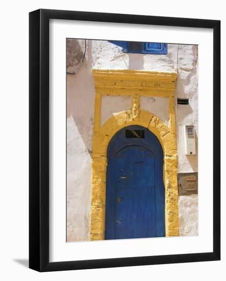 North Africa, Morocco, Essaouira, Medina, Blue and Yellow Door-Jane Sweeney-Framed Photographic Print