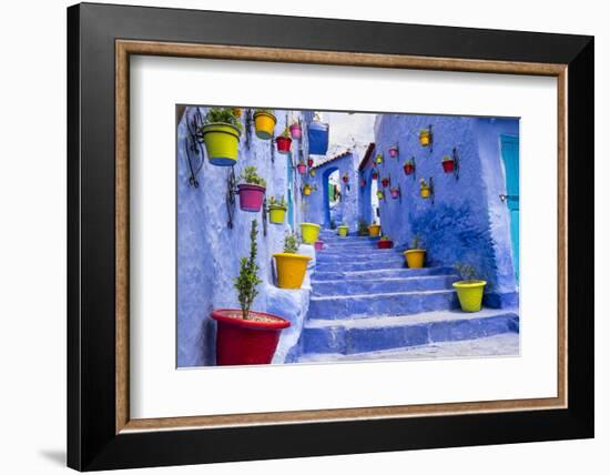 North Africa, Morocco, Traiditoional blue streets of Chefchaouen.-Emily Wilson-Framed Photographic Print