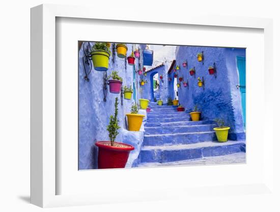 North Africa, Morocco, Traiditoional blue streets of Chefchaouen.-Emily Wilson-Framed Photographic Print