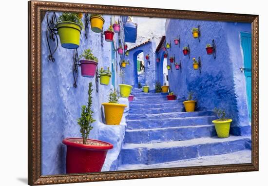 North Africa, Morocco, Traiditoional blue streets of Chefchaouen.-Emily Wilson-Framed Photographic Print