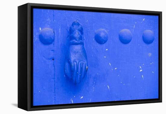 North Africa, Morocco, Traiditoional Moroccan door detail of Chefchaouen.-Emily Wilson-Framed Premier Image Canvas