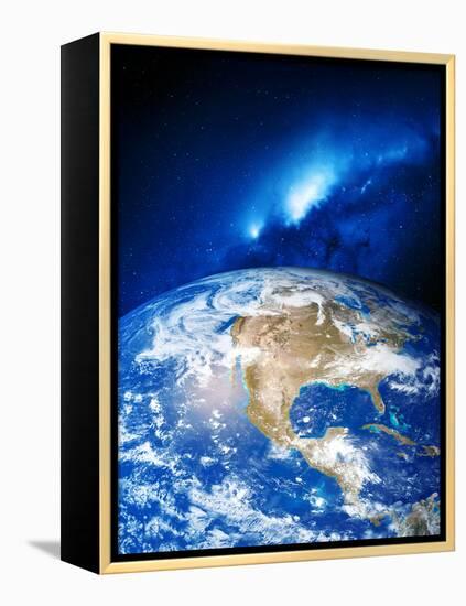 North America And the Milky Way-Detlev Van Ravenswaay-Framed Premier Image Canvas