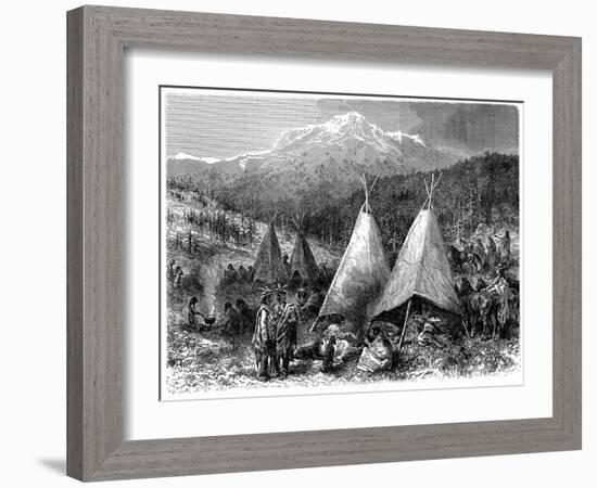 North America Indian Encampment in Oklahoma, 1889-null-Framed Giclee Print