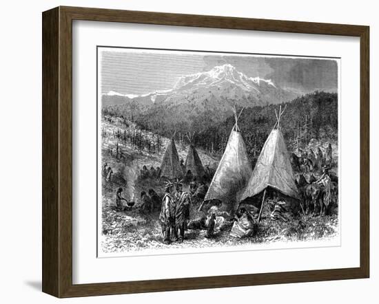 North America Indian Encampment in Oklahoma, 1889-null-Framed Giclee Print