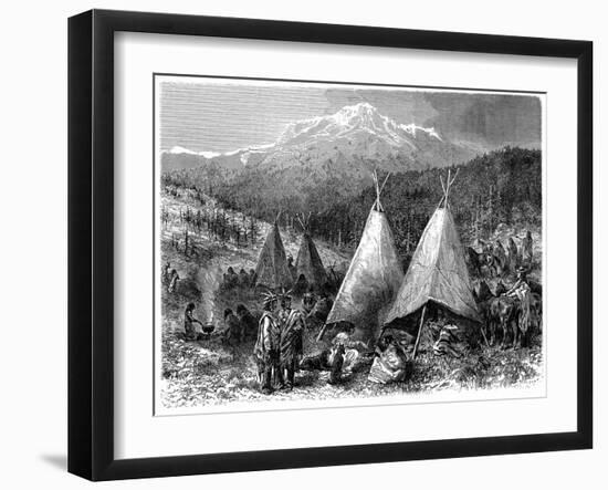 North America Indian Encampment in Oklahoma, 1889-null-Framed Giclee Print