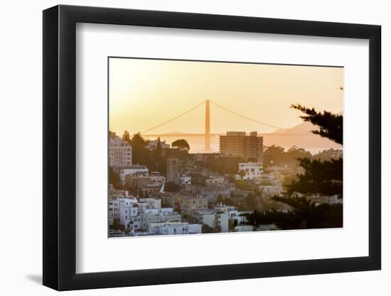 North America, USA, America, California, San Francisco, Dusk over the Golden Gate bridge and San Fr-Jordan Banks-Framed Photographic Print