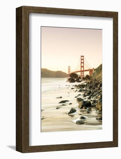 North America, USA, America, California, San Francisco, sunset over the golden gate bridge from mar-Jordan Banks-Framed Photographic Print