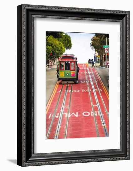 North America, USA, America, California, San Francisco, Tram travelling down Powell street-Jordan Banks-Framed Photographic Print