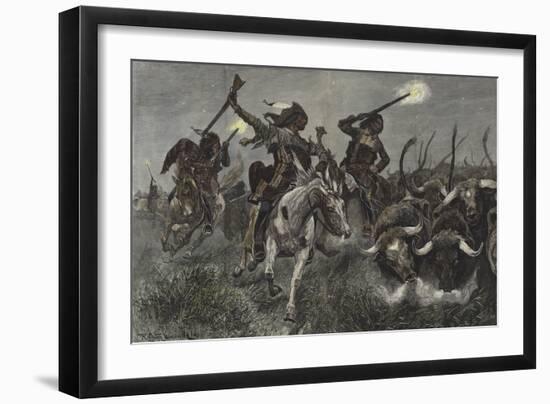 North American Indians Running Cattle into a Ranch-Richard Caton Woodville II-Framed Giclee Print