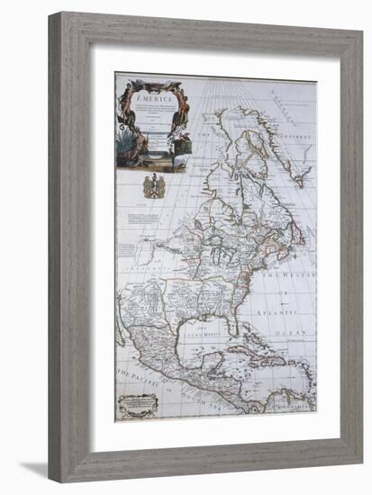 North American Map, 1710-Science Source-Framed Giclee Print