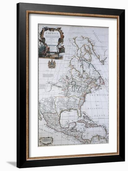 North American Map, 1710-Science Source-Framed Giclee Print