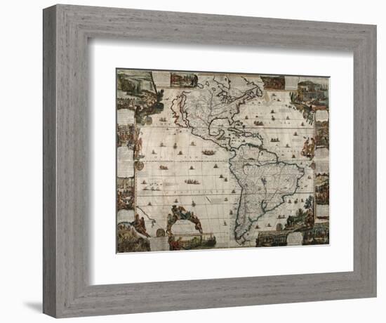 North and South America-Vintage Reproduction-Framed Art Print