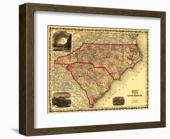 North and South Carolina - Panoramic Map-Lantern Press-Framed Art Print