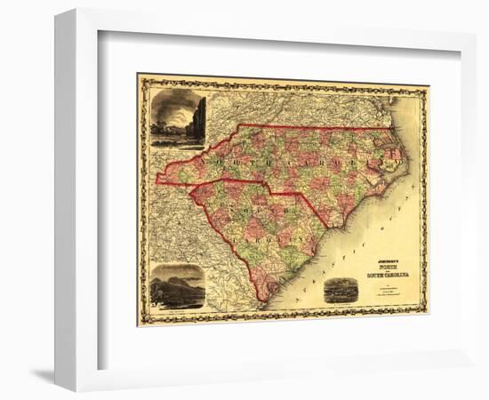 North and South Carolina - Panoramic Map-Lantern Press-Framed Art Print