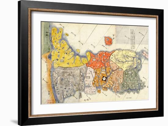 North and South Korea - Panoramic Map-Lantern Press-Framed Art Print