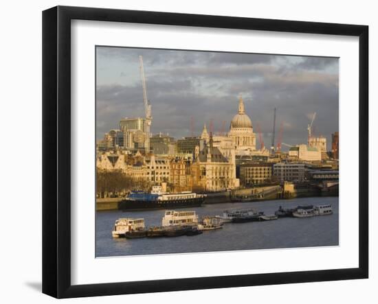 North Bank of The Thames River, London, England-Walter Bibikow-Framed Photographic Print