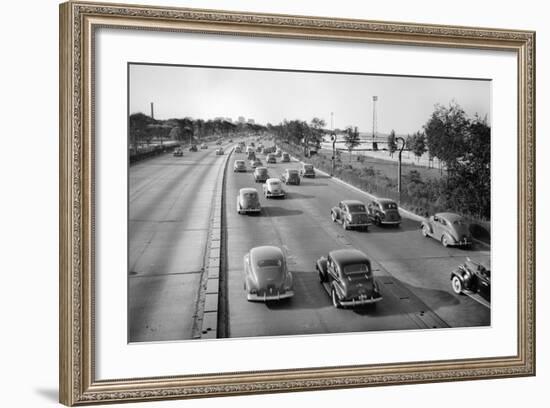 North Bound Lake Shore Drive in Chicago, Ca. 1946.-Kirn Vintage Stock-Framed Photographic Print