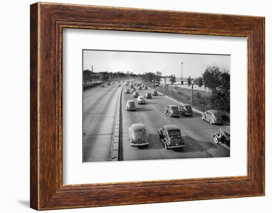 North Bound Lake Shore Drive in Chicago, Ca. 1946.-Kirn Vintage Stock-Framed Photographic Print