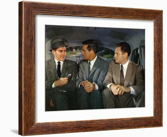 NORTH BY NORTHWEST, 1959 directed by ALFRED HITCHCOCK Robert Ellenstein /Cary Grant and Adam Willia-null-Framed Photo