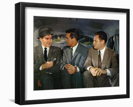 NORTH BY NORTHWEST, 1959 directed by ALFRED HITCHCOCK Robert Ellenstein /Cary Grant and Adam Willia-null-Framed Photo