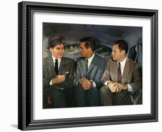NORTH BY NORTHWEST, 1959 directed by ALFRED HITCHCOCK Robert Ellenstein /Cary Grant and Adam Willia-null-Framed Photo