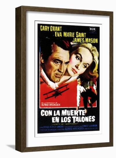 North by Northwest, (aka Con La Muerte En Los Talones), Spanish Poster Art, 1959-null-Framed Premium Giclee Print