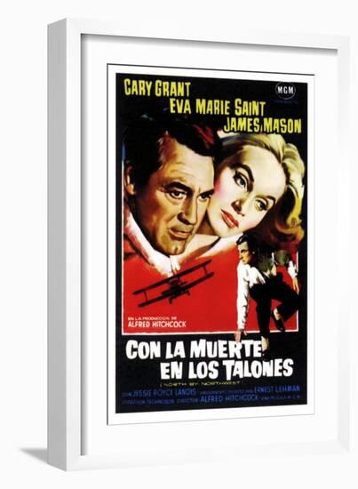 North by Northwest, (aka Con La Muerte En Los Talones), Spanish Poster Art, 1959-null-Framed Premium Giclee Print