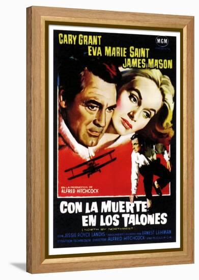 North by Northwest, (aka Con La Muerte En Los Talones), Spanish Poster Art, 1959-null-Framed Stretched Canvas