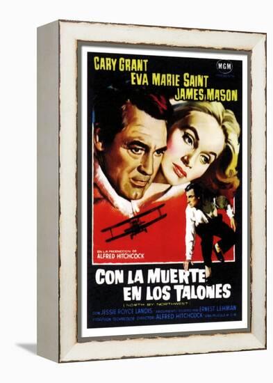 North by Northwest, (aka Con La Muerte En Los Talones), Spanish Poster Art, 1959-null-Framed Stretched Canvas