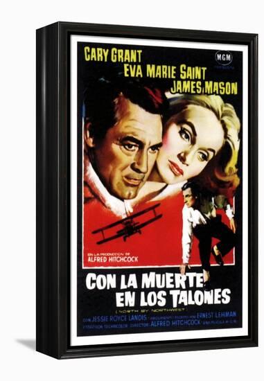 North by Northwest, (aka Con La Muerte En Los Talones), Spanish Poster Art, 1959-null-Framed Stretched Canvas