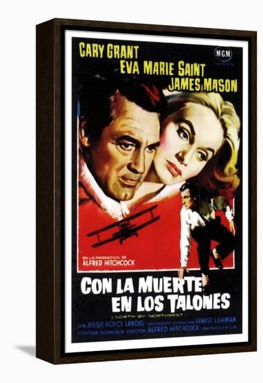 North by Northwest, (aka Con La Muerte En Los Talones), Spanish Poster Art, 1959-null-Framed Stretched Canvas