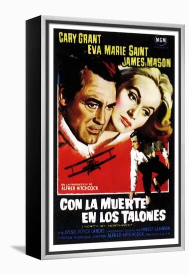 North by Northwest, (aka Con La Muerte En Los Talones), Spanish Poster Art, 1959-null-Framed Stretched Canvas