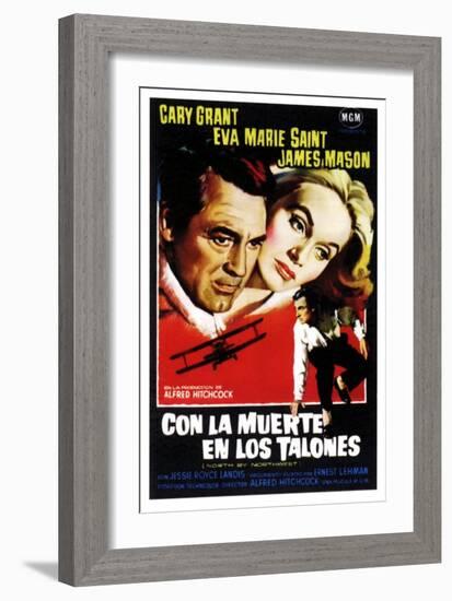 North by Northwest, (aka Con La Muerte En Los Talones), Spanish Poster Art, 1959-null-Framed Art Print