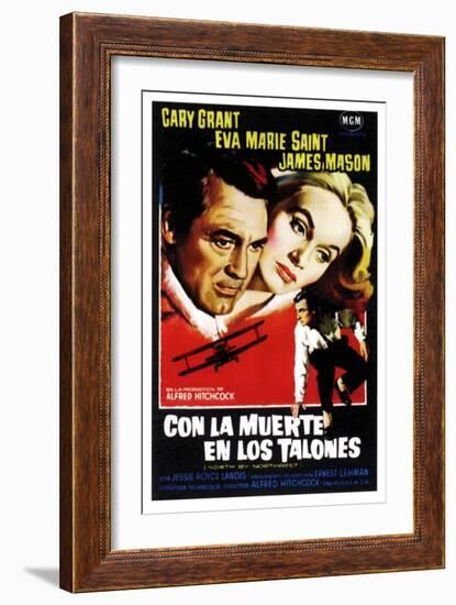 North by Northwest, (aka Con La Muerte En Los Talones), Spanish Poster Art, 1959-null-Framed Art Print