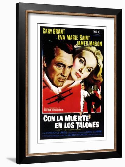 North by Northwest, (aka Con La Muerte En Los Talones), Spanish Poster Art, 1959-null-Framed Art Print