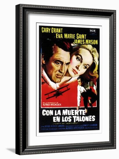 North by Northwest, (aka Con La Muerte En Los Talones), Spanish Poster Art, 1959-null-Framed Art Print