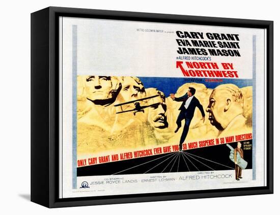 North by Northwest, Cary Grant, Alfred Hitchcock on 1966 Poster Art, 1959-null-Framed Stretched Canvas