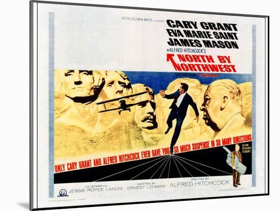 North by Northwest, Cary Grant, Alfred Hitchcock on 1966 Poster Art, 1959-null-Mounted Art Print