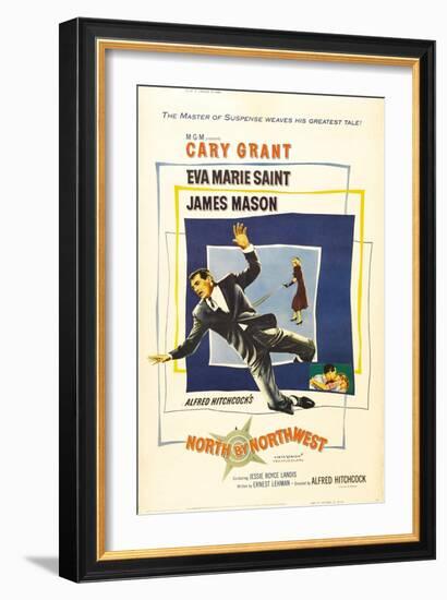 North by Northwest, Cary Grant, Eva Marie Saint on Poster Art, 1959-null-Framed Premium Giclee Print
