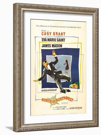 North by Northwest, Cary Grant, Eva Marie Saint on Poster Art, 1959-null-Framed Art Print