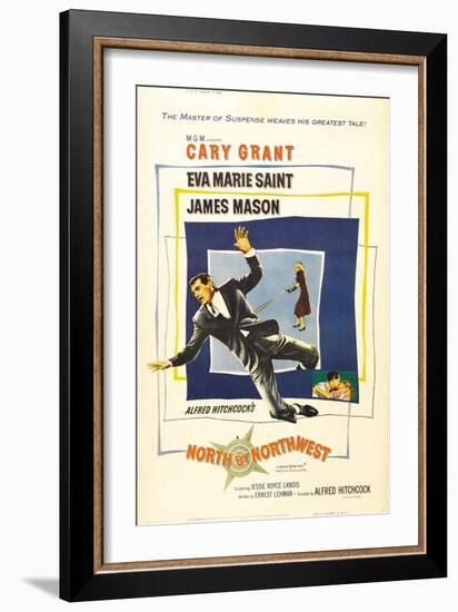 North by Northwest, Cary Grant, Eva Marie Saint on Poster Art, 1959-null-Framed Art Print