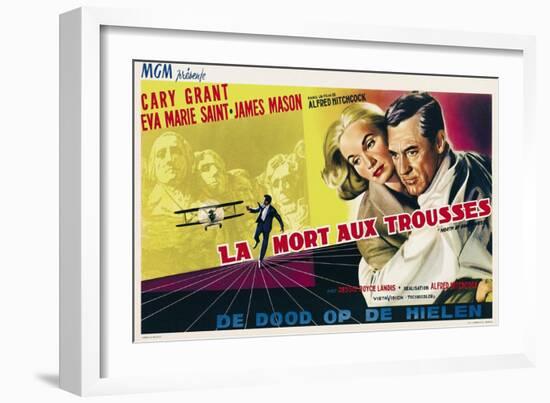 North by Northwest, Eva Marie Saint, Cary Grant on Belgian Poster Art, 1959-null-Framed Art Print