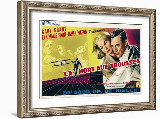 North by Northwest, Eva Marie Saint, Cary Grant on Belgian Poster Art, 1959-null-Framed Premium Giclee Print