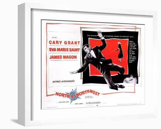 North by Northwest, from Left, Cary Grant, Eva Marie Saint, 1959-null-Framed Art Print