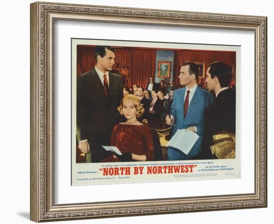 North by Northwest, Lobbycard, Cary Grant, Eva Marie Saint, James Mason, Martin Landau, 1959-null-Framed Art Print