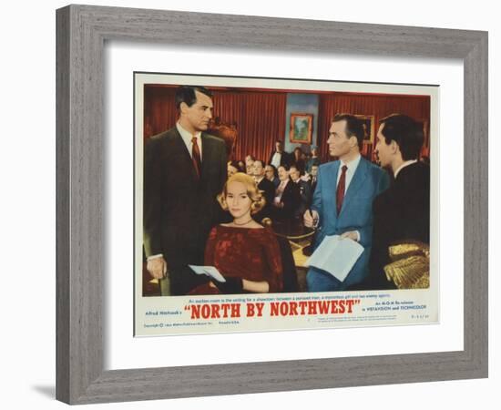North by Northwest, Lobbycard, Cary Grant, Eva Marie Saint, James Mason, Martin Landau, 1959-null-Framed Art Print
