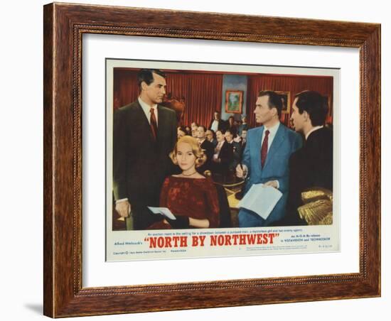 North by Northwest, Lobbycard, Cary Grant, Eva Marie Saint, James Mason, Martin Landau, 1959-null-Framed Art Print