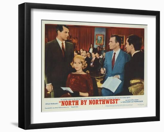 North by Northwest, Lobbycard, Cary Grant, Eva Marie Saint, James Mason, Martin Landau, 1959-null-Framed Art Print