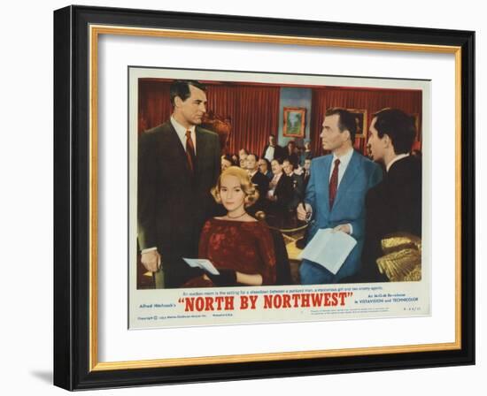 North by Northwest, Lobbycard, Cary Grant, Eva Marie Saint, James Mason, Martin Landau, 1959-null-Framed Art Print