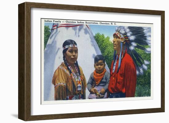 North Carolina - A Typical Indian Family on Qualla Reservation-Lantern Press-Framed Art Print